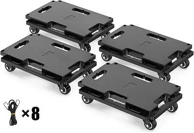 SOLEJAZZ Mobile Dolly Connectable 440 LBS Capacity 4-Wheel Heavy Duty Luggage