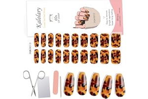 20PCS Gel Nail Polish Strips, Kalolary Amber Color Self Adhesive Full Nail Art Wraps Gel Nail Stickers Decals Waterproof Nail Art Decor Supplies for Women Girls (UV/LED Light Required)