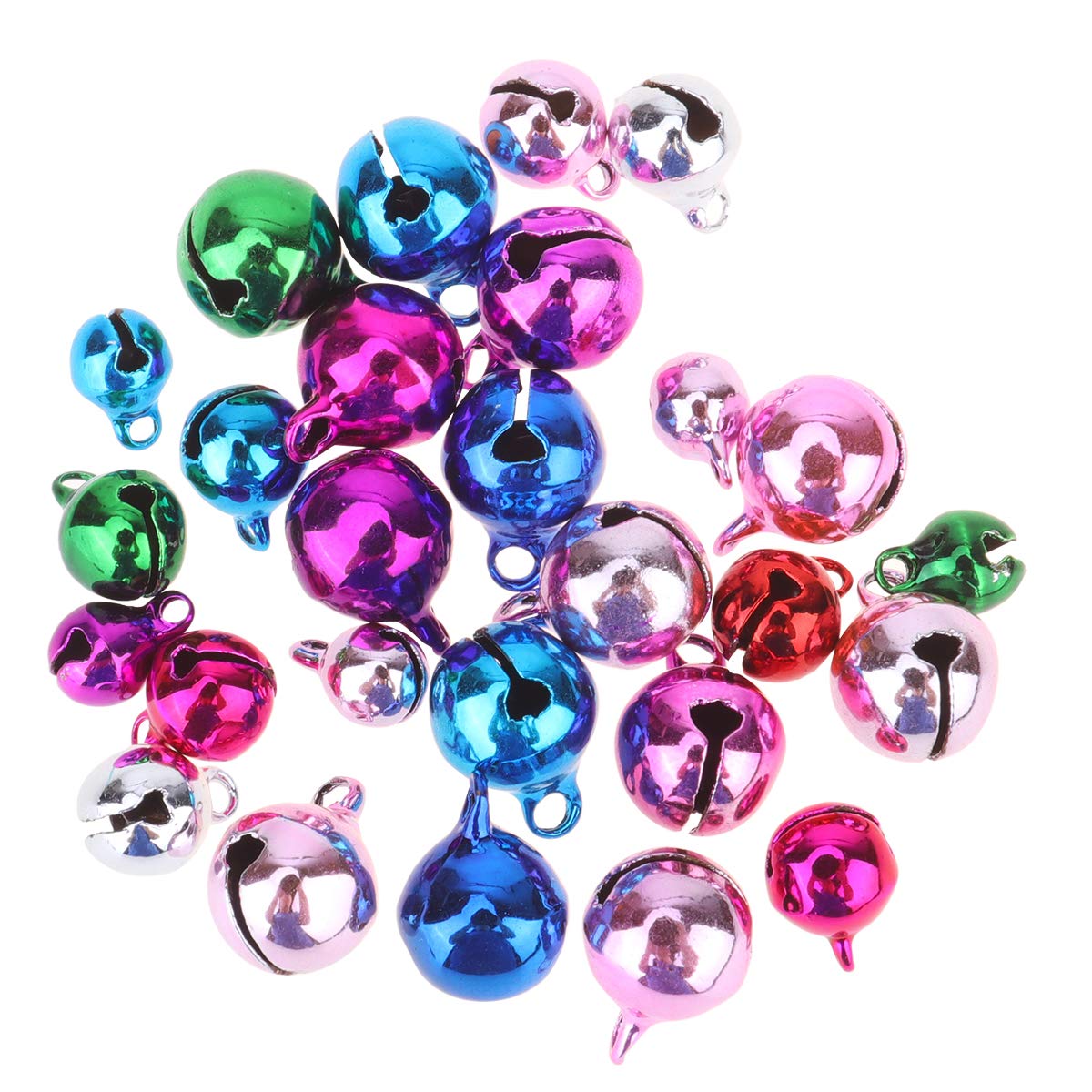 PRETYZOOM 150 Pcs Colorful Christmas Jingle Bells 6mm 8mm 10mm Assorted Sizes Jingle Bells Environmentally Friendly Plating Xmas Party Bells Mixed Color Party Supplies