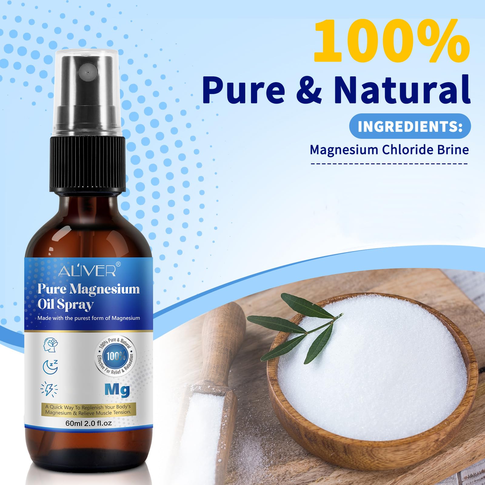 Generic Pure Magnesium Oil Spray, Magnesium Chloride Oil Spray, Magnesium Spray for Feet, Magical Magnesium Body Spray 2.02 fl.oz