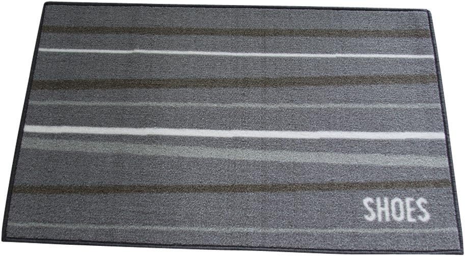 Shoeless Rugs Grey Striped Remove Shoes Doormat