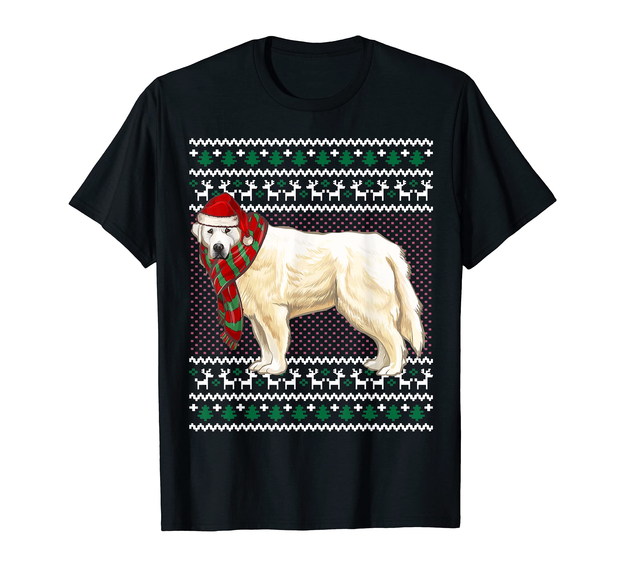 Xmas Great Pyrenee Dog Santa Hat Ugly Christmas T-Shirt