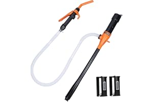 AETLEEMO Battery Powered Liquid Transfer Pump, Water&Fuel Transfer Pump Up to 2.2 GPM with Nozzle for Quick Flow Control & Stop, Extra Long Hose For Gasoline Diesel Kerosene & More