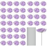 MECCANIXITY Silk Artificial Hydrangea Flowers, Light Purple Artificial Flowers Heads with Stems, Full Hydrangea Flowers for Wedding Centerpieces, Party Decoration 30Set