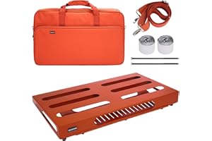 GOKKO Guitar Pedal Board 22" x 12.6" Guitar Pedalboard with Power Supply Bracket, Includes Carry Bag & Mounting Tapes (Orange, GKS-22OR)