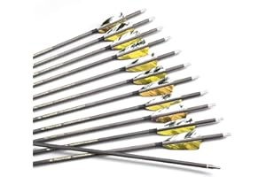6/12pc Custom Length Feathered Carbon Arrows 300 350 400 500 600 700 800 Spine Removable Tips 3" Turkey Feather Targeting Hun