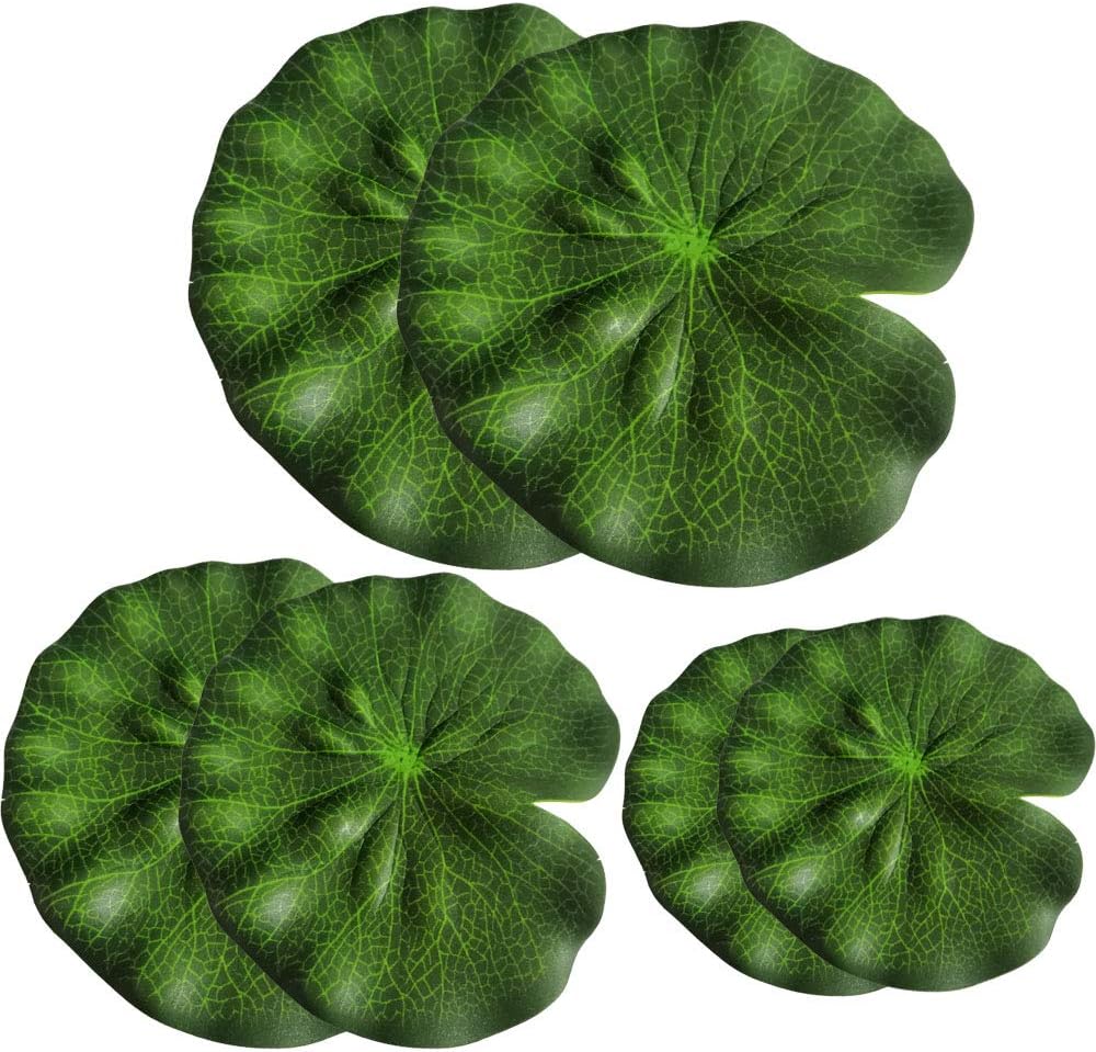 Floralsea Artificial Floating Foam Lotus Leaves Large Artificial Foliage Pond Decor Pack of 6