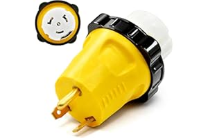 HUBRV 30A to 50A RV Camping Adapter with Twist Locking Connector, for 30 Amp RV Extension Cord & Generator, NEMA TT-30P to NEMA SS2-50R Adapter Plug for Marine Shore Power, ETL Listed