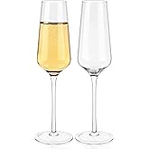 Luxbe - Champagne Crystal Flutes Glasses, Set of 2 - Modern Elegant Sparking Wine Glasses, Hand Blown - Gift for Wedding, Anniversary, Christmas - 12oz / 350ml