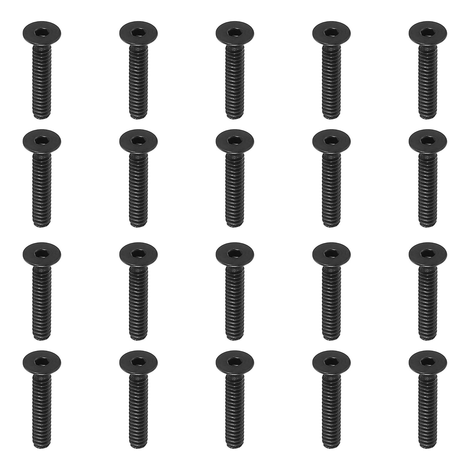 PATIKIL #6-32 x 3/4 Inch Flat Head Socket Cap Screws, 20 Pack Flat Countersunk Bolts Hex Socket Drive Machine Screws Full Thread Coarse Thread UNC Black Oxide Grade 10.9