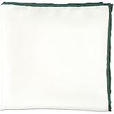 BELLUNO 100% Silk Pocket Square for Men, Silk Ivory White with Hand-Rolled Color Edge