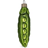 Green Pea Pod Glass Christmas Ornament
