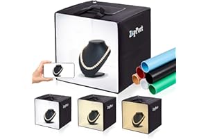 ZAPPORT Photo Light Box Photography - 16"x16" Photo Studio Lightbox with 120 LED Lights & 6 Backdrops for Jewelry and Small Items Product Photography