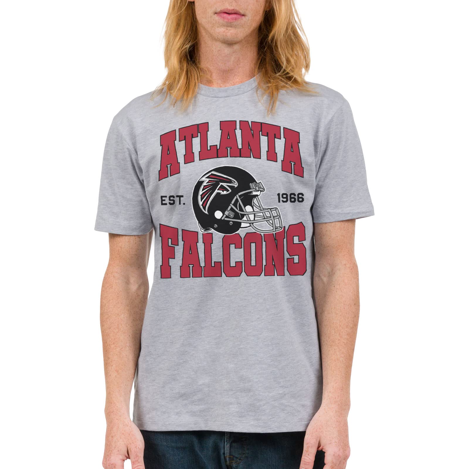 Junk Food Clothing x NFL - Atlanta Falcons - Team Helmet - Unisex Adult Short Sleeve Fan T-Shirt for Men and Women - Size Small Image