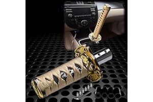 JDMBESTBOY Samurai Sword Gold Black Shift Knob Shifter Alloy Katana Adapters Universal 10cm