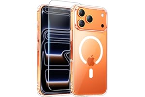 Temdan for iPhone 17 Pro Case Clear with Screen Protector, Compatible with Magsafe, Anti-Yellowing, Military-Grade Protection, Shockproof Slim Magnetic Phone Case Cover, Transparent