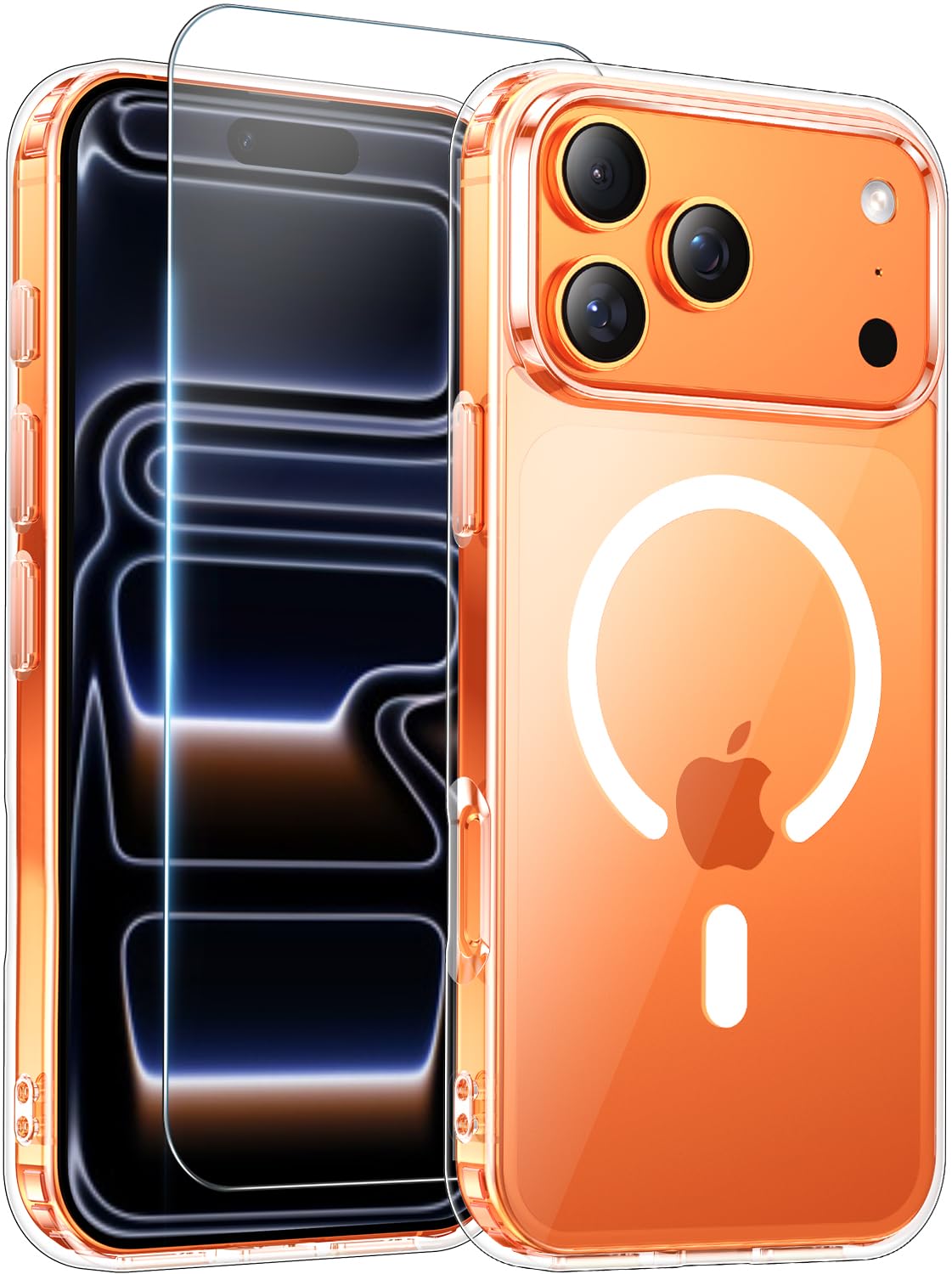 Photo 1 of Temdan for iPhone 17 Pro Case Clear with Screen Protector, [Compatible with Magsafe][Anti-Yellowing][Military-Grade Protection] Shockproof Slim Magnetic Phone Case Cover, Transparent