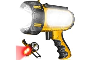 CHRMJERN 2026 New 100,000 Lumen Super Bright Spotlight,10000mAh Rechargeable Flashlight Handheld Spotlight,Spot Light Outdoor Runtime 72+ Hrs,Flashlight Searchlight Flood Camping Hunting Boating with Tripod