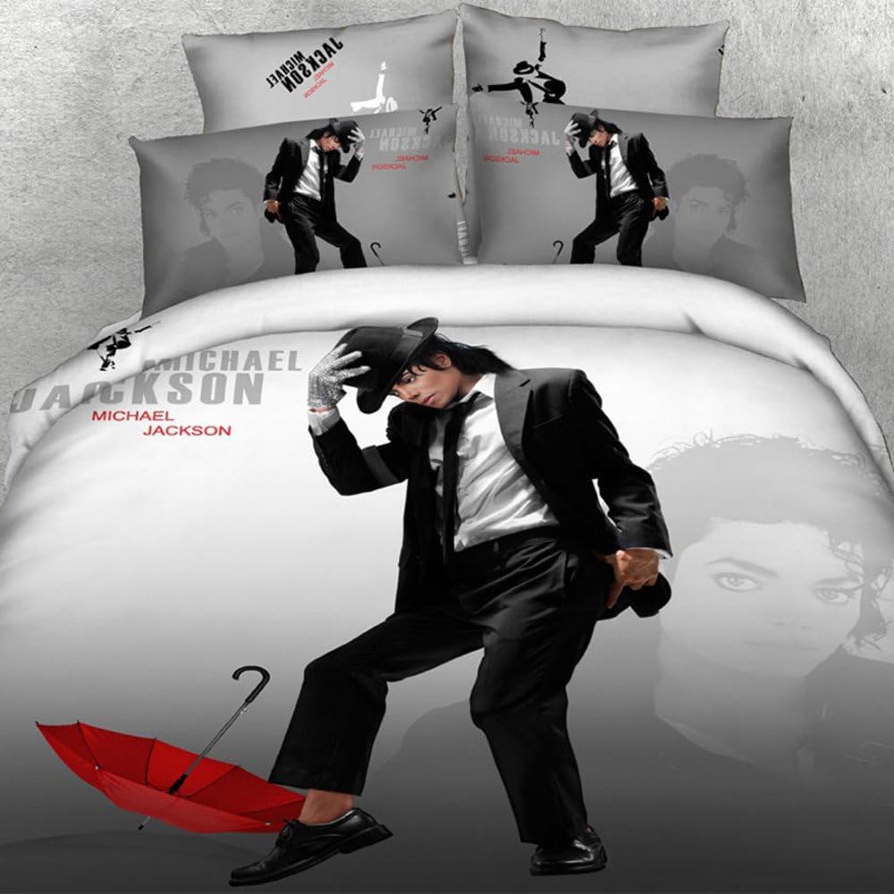 3D Red & Black Michael Jackson Bedding Set. Cotton. Sizes Full, Queen, and King 4 pcs