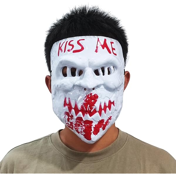 Gmasking 2018 Halloween-Kostüm Maske 'Kiss Me' – PVC Maske Für Horror & Cosplay | Weiß-Schwarz, Für Erwachsene