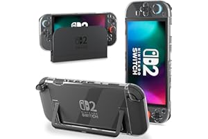 PAWDIARY [Improved Version] Switch 2 Dockable Case, Clear Protective Cover Skin Compatible with Nintendo Switch 2 2025 Console, Transparent Hardshell Easy to Switch 2 Charging Dock Docking
