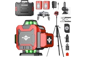 Weiddw 16 Lines Self-Leveling Laser Level with Tripod, 4x360°4D Green Cross Line Vertical & Horizontal Laser for Construction,Home Renovation,Remote Controller&Durable Case