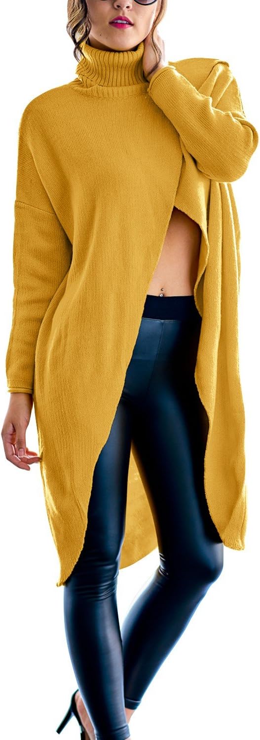 Women's Loose Sweater Turtleneck Knit Long Sleeve Plus Size Pullover Chic Coat UK 6-20
