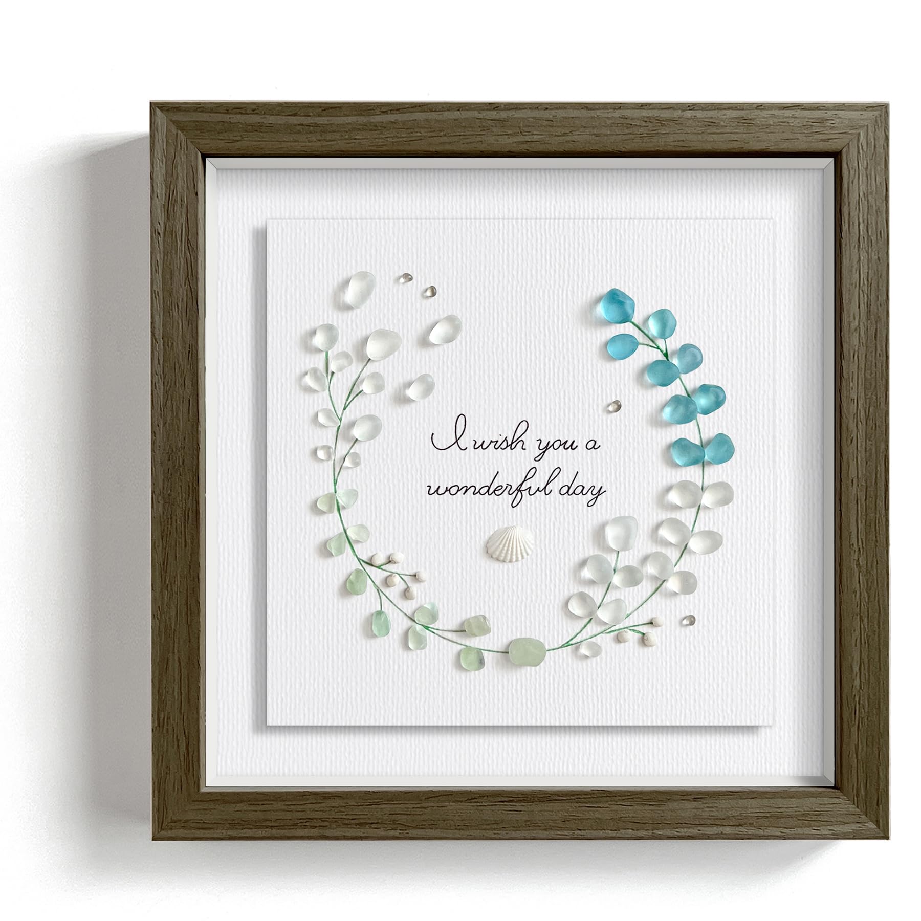 Seahorizon Wreath. Handmade Sea Glass Art Wall