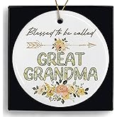 MONALET Great Grandma Gifts Ceramic Ornaments, Blessed to Be Called Great Grandma Round Hanging Ornament Decor Decorations for Christmas Tree Car, Great Grandmother Gifts for Birthday Holiday