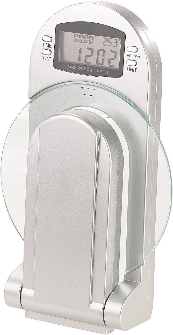 Rosenstein & Söhne Wand Küchenwaage: Digitale Küchenwaage zur Wandmontage, klappbar, Timer, 3 kg Tragkraft (Küchenwandwaage)