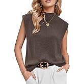 Arach&Cloz Women's Wool Blend Mock Neck Sweaters Vest Business Casual Lightweight Trendy Tops Summer Outfits 2026