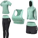 Women Workout Clothes Set 5 PCS Exercise Athletic Outfits Set