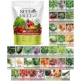 Gardeners Basics Survival Seed Vault Kit, Vegetable Seeds for Planting | 35 heirloom, non-GMO, non-hybrid, open-pollinated varieties; 16,000+ seeds; 35 plant markers; professional paper seed packets