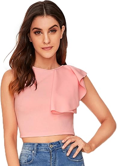 ruffle trim crop top