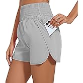 Ammiko Women's Athletic Shorts High Waist Elastic Running Shorts Zipper Pocket Quick Dry Casual Workout Shorts Liner
