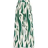 PRETTYGARDEN Womens Pants Dressy Casual Wide Leg Graphic Print Lounge Pants Women Comfy High Waist Pleated Palazzo Pants