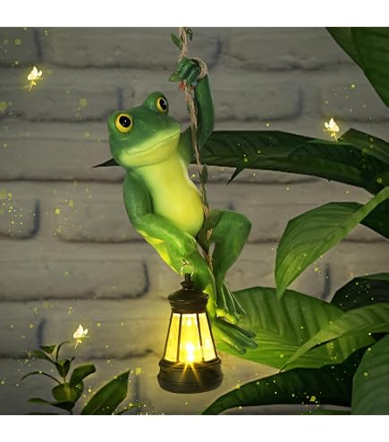 Palo Da Giardino Sunset Vista Designs Froggy Con Luce Solare. Rana In Metallo Alta 122 Cm, Si Illumina Di Notte.