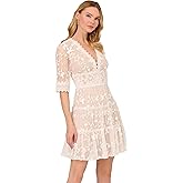 Adrianna Papell Womens Lace Embroidery Dress