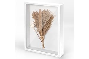 ISOKE Shadow Box - 11' x 14' - Acrylic Display Case with Soft Felt Back - Memory Box with Shatter-Proof Acrylic - Black (White, 14x11-Single)