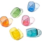 KX-WARE Unbreakable 18-ounce Acrylic Stemless Wine Glasses All Purpose Plastic Tumbler, set of 6 Multicolor Dishwasher Safe BPA Free Classic Style