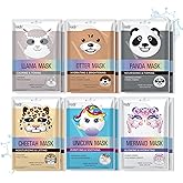 Epielle Character Face Mask Mystical Safari 12 Pack, Fun & Effective Korean Skin Care, Spa Party Favors, Stocking Stuffers, Birthday Gifts for Women, Self Care Gifts