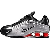 Nike Shox R4 Big Kids' Shoes (CW2626-005, Metallic Silver/Black/Picante Red/Metallic Silver)