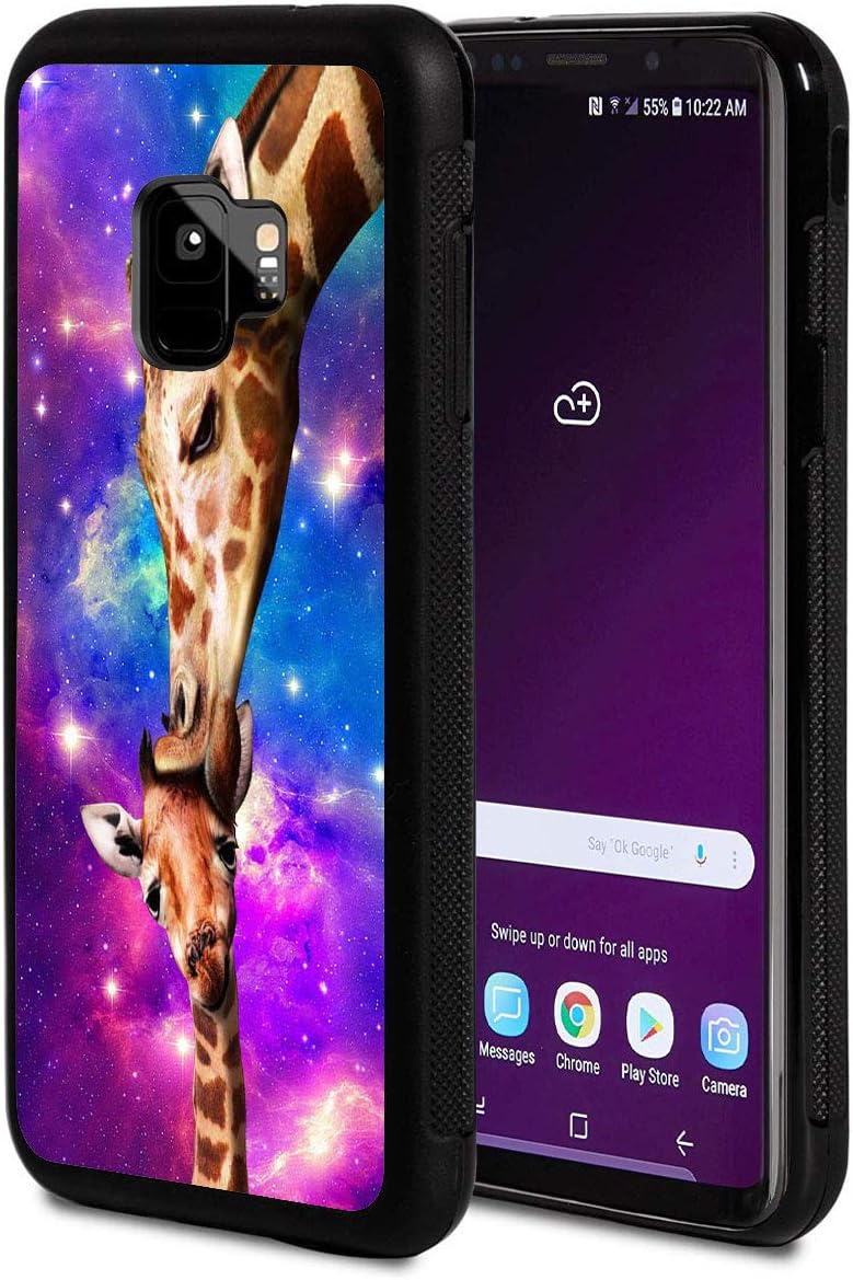 Galaxy J2 Core Case,J2 (2019) Case,J2 Dash Case,J2 Pure Case,J260 Case,Lover Giraffes Galaxy Pattern Anti-Scratch Shock Proof Black TPU and PC Protection Case Cover for Samsung Galaxy J2 Core