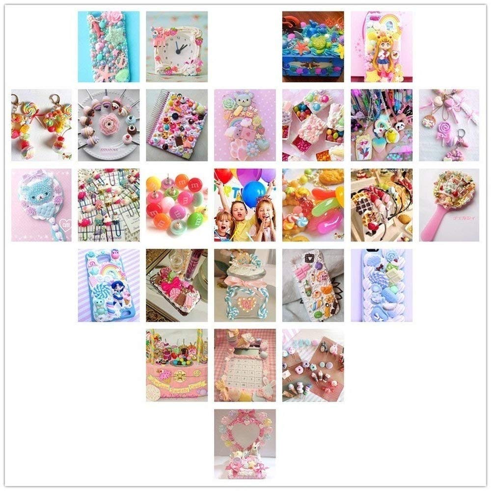 120 Pcs Slime Charms Mixed Candy Sweets Resin Flatback Slime Beads Making Supplies for DIY Scrapbooking Crafts Whith Storage Box