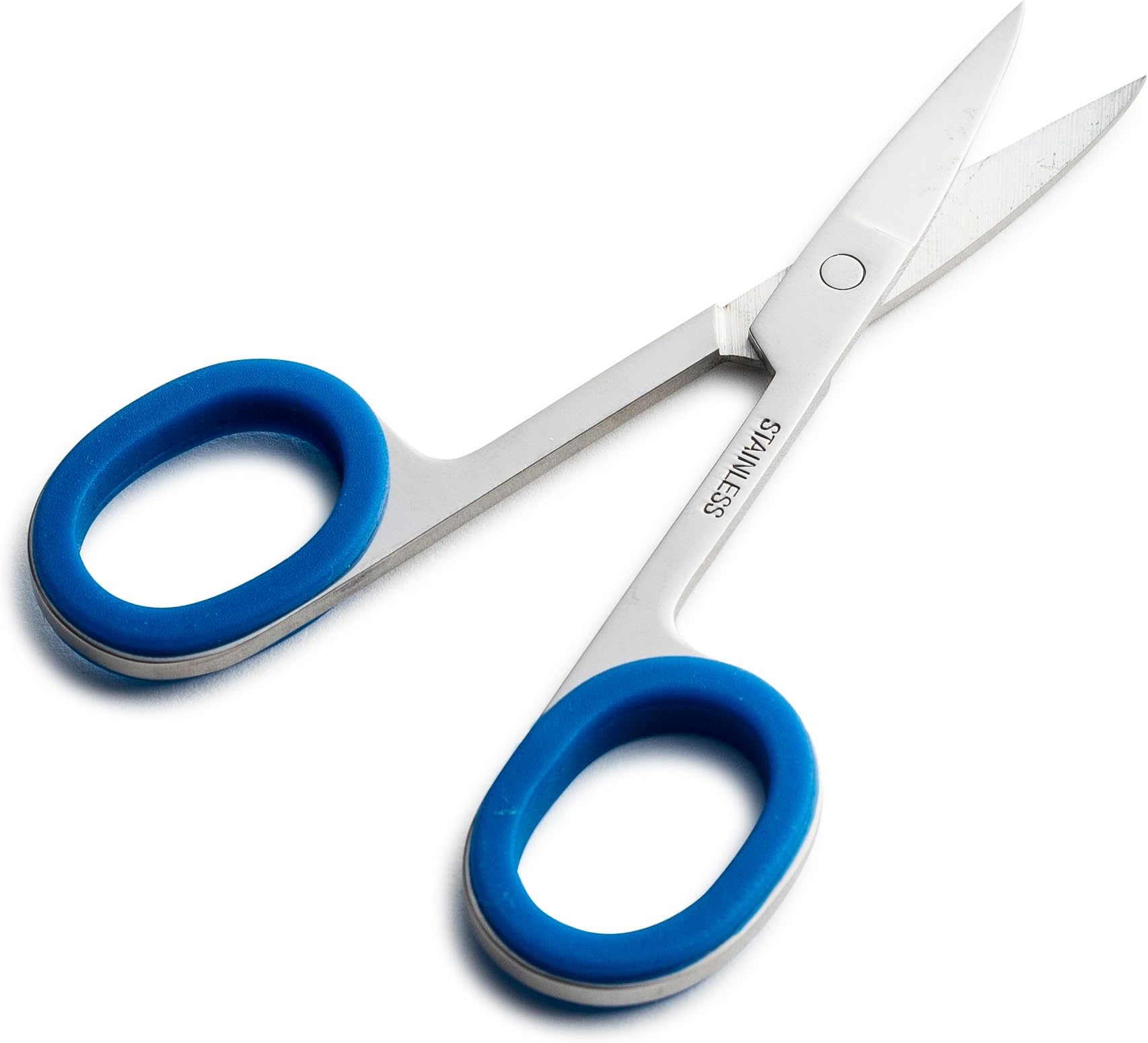 OceanPure Curved Tip Rubber Grip Nail Beauty Scissors (Blue)