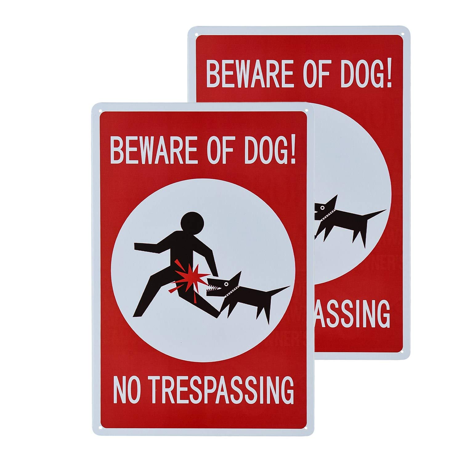 不适用 2-Pack No Trespassing Beware of Dog 8” x 12” Vintage Retro Metal Sign