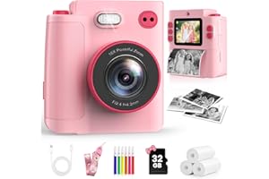 MYSTILUCK Kids Camera Toys for 3 4 5 6 7 8 9 10 Year Old Girls Boys, Christmas Birthday Gift with 1080P HD Digital Camera, 32GB SD Card, Selfie Mode, Fun Filters, Portable Travel Toy - Pink