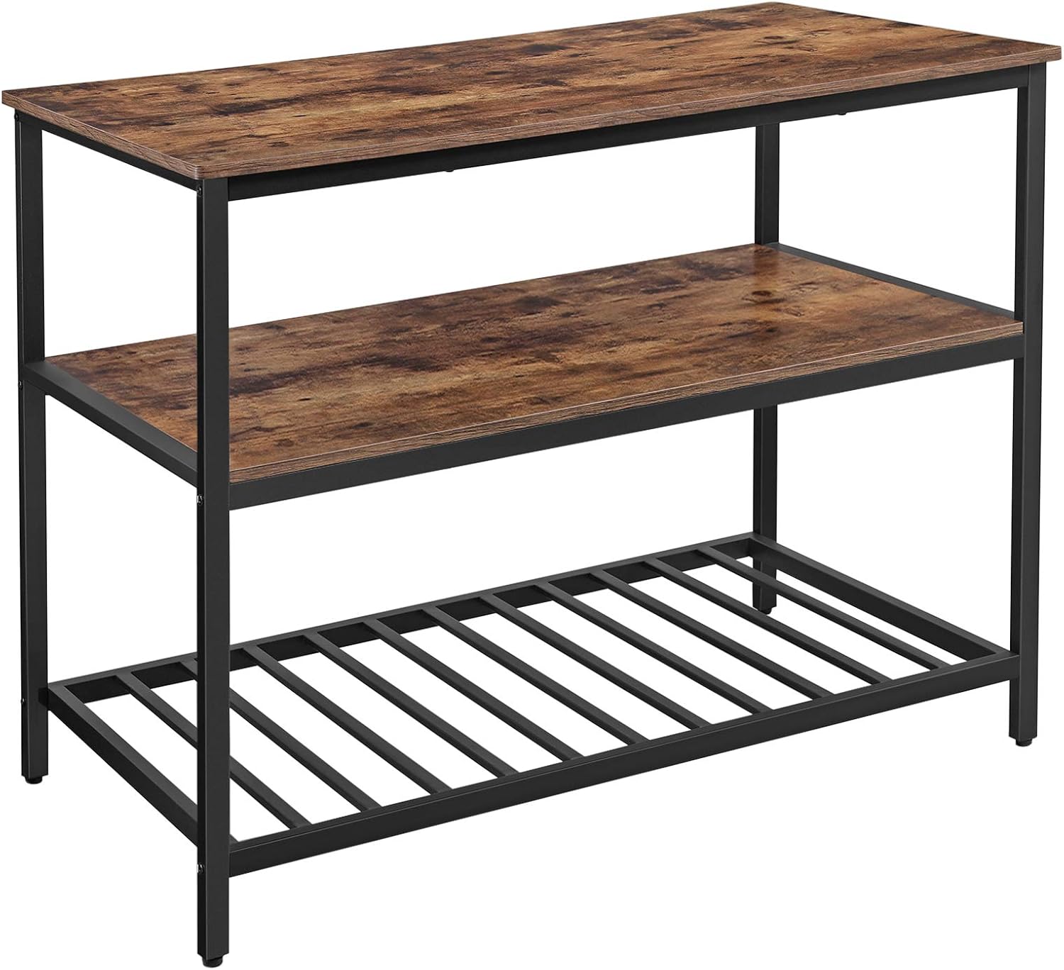 VASAGLE ALINRU Kitchen Island with 3 Shelves, Kitchen Shelf with Large Worktop, Stable Steel Structure, 47.2 x 23.6 x 35.4 Inches, Industrial, Easy to Assemble, Rustic Brown and Black UKKI01BX - Kitchen Islands & Carts