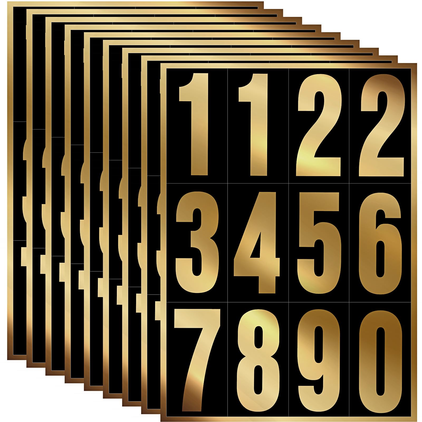 Photo 1 of Tenare 96 Pieces 8 Set Mailbox Numbers Vinyl Waterproof Numbers 0-9 Self Adhesive Reflective for Outside Signs Door Trucks Address Trash Cars Home Business(4 Inch,Gold in Black)