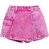 GORGLITTER Girl's Jean Shorts Cute Summer Trendy Fashion Wrap Denim Shorts High Waist Straight Leg Clothes Bottoms Skorts